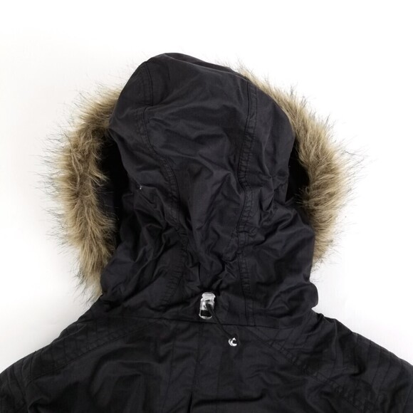 Vintage Obermeyer Waterproof Crop Fur Collar Hoodie Snow Jacket Womens 6 Black - Picture 5 of 10
